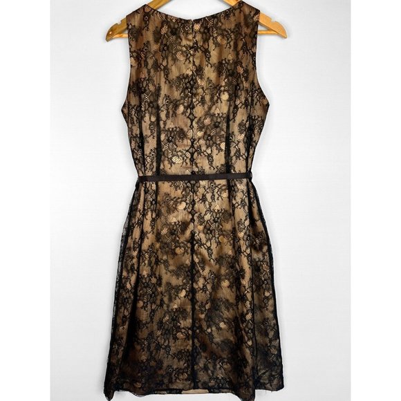 Diana Ferrari Dress Womens Gold Black Lace Pleated Formal Evening Occasion Sz 14 - Picture 11 of 14